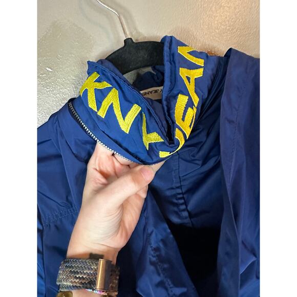 Y2K DKNY Blue Windbreaker Long Sleeve Zip Up Hooded Crop Rain Jacket Size Small - Picture 5 of 9